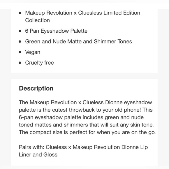 Clueless “Dionne”Makeup Revolution Phone Eye Shadow Palette - Picture 3 of 6